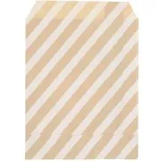 Pochettes papier kraft 17x13 cm - motifs rayures - Marron - Blanc x25