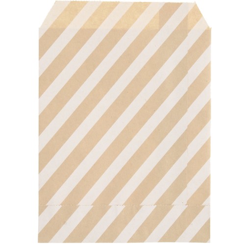 Pochettes papier kraft 17x13 cm - motifs rayures - Marron - Blanc x25