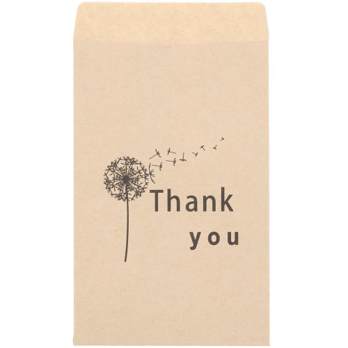 Pochettes en papier kraft 7x11 cm - motif Thank you avec Pissenlit - Marron x20
