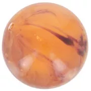Perles rondes 14 mm en résine translucide - Abricot marbré x6