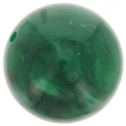 Perles rondes 14 mm en résine translucide - Vert foncé marbré x6