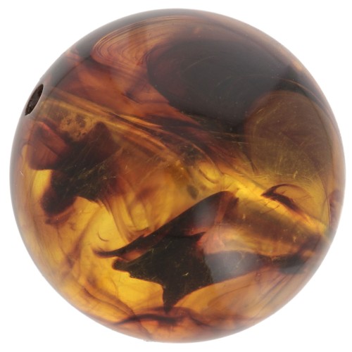 Perle en résine translucide 14 mm - Ambre marbré x6