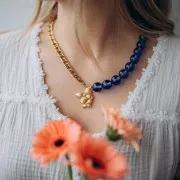 Perle en résine transparente 14 mm - Ambre marbré x6