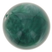 Perles rondes 14 mm en résine translucide - Vert bouteille marbré x6
