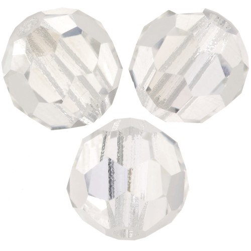 Perles rondes facettées Preciosa - Round Bead 6 mm - Crystal Argent Flare x6