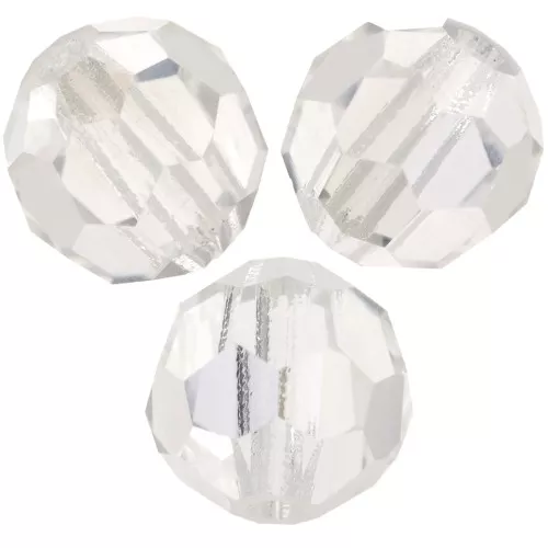 Perles rondes facettées Preciosa - Round Bead 6 mm - Crystal Argent Flare x6