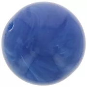 Perles rondes 14 mm en résine opaque - Bleu royal marbré x6