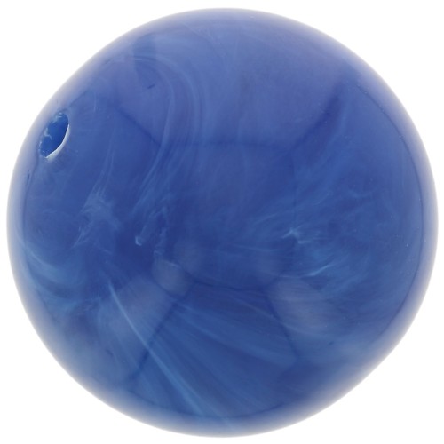 Perles rondes 14 mm en résine opaque - Bleu royal marbré x6