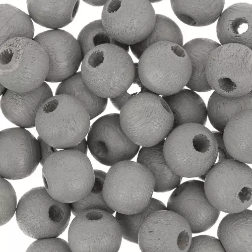 Perles rondes en bois 6 mm Taupe x25