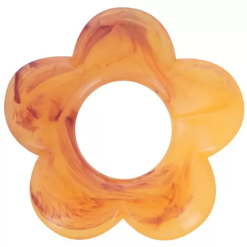 Pendentif fleur 21 mm en résine translucide - Abricot marbré x1