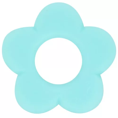 Pendentif fleur 21 mm en résine opaque - Aquamarine marbré mat x1