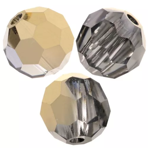 Perles rondes facettées Preciosa - Round Bead 6 mm - Crystal Aurum Half x6