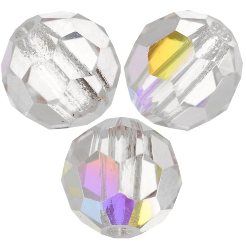 Perles rondes facettées Preciosa - Round Bead 5 mm - Crystal AB x15