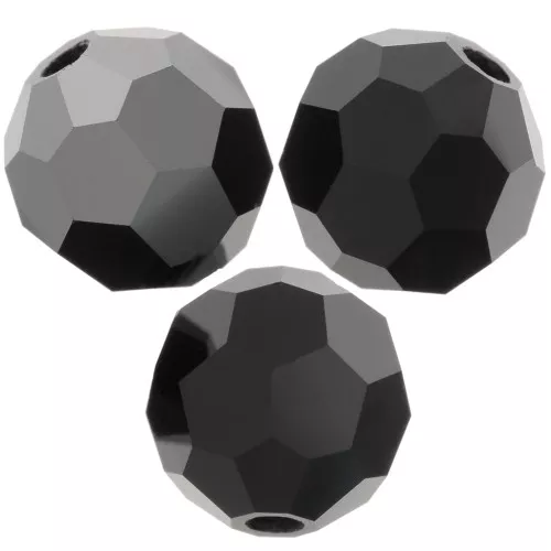 Perles rondes facettées Preciosa - Round Bead 5 mm - Jet Hematite Half x15