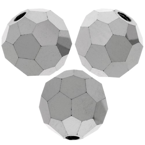 Perles rondes facettées Preciosa - Round Bead 5 mm - Jet Hematite Full x15