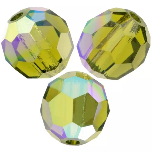 Perles rondes facettées Preciosa - Round Bead 5 mm - Olivine AB x15