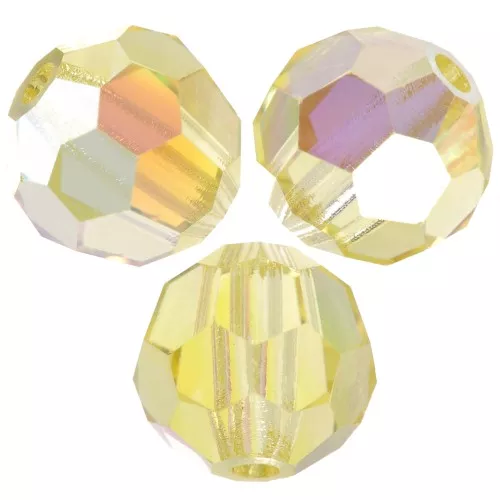 Perles rondes facettées Preciosa - Round Bead 5 mm - Jonquil AB x15