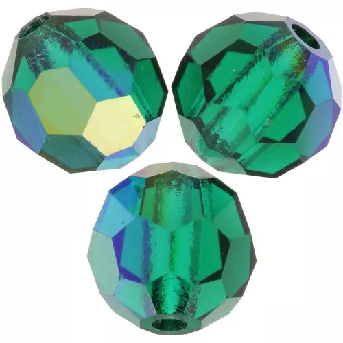 Perles rondes facettées Preciosa - Round Bead 5 mm - Emerald AB x15
