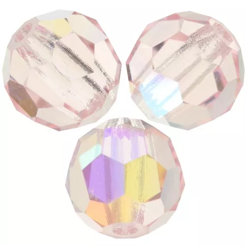 Perles rondes facettées Preciosa - Round Bead 5 mm - Light Rose AB x15