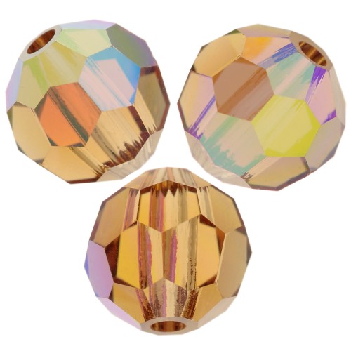 Perles rondes facettées Preciosa - Round Bead 5 mm - Light Colorado Topaz AB x15