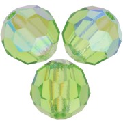 Perles rondes facettées Preciosa - Round Bead 5 mm - Peridot AB x15