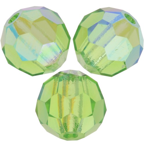 Perles rondes facettées Preciosa - Round Bead 5 mm - Peridot AB x15