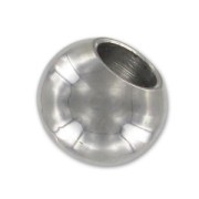 Grosse perles rondes aplaties 12x9 mm en acier inoxydable x1