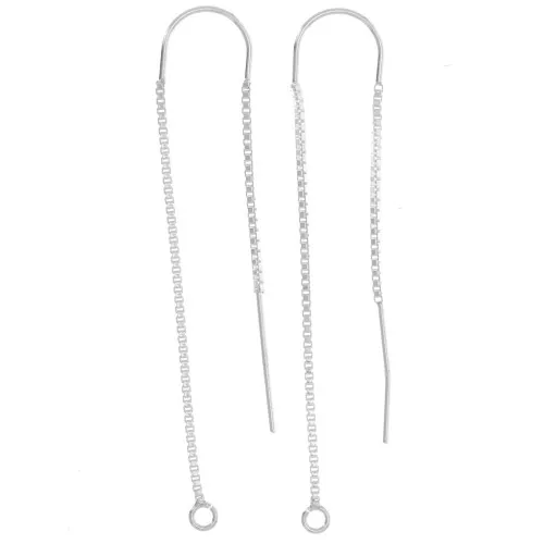 Chaines d'oreilles traversantes maille Vénitienne 50+45 mm en Argent 925 x2