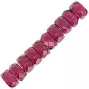 Perles rondelles Heishi facettées 6x3 mm - Fuchsia x25