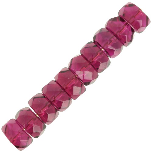 Perles rondelles Heishi facettées 6x3 mm - Fuchsia x25