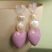 Perle coeur 26x27 mm en résine opaque - Violet clair x1
