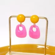 Cabochon rond 14 mm en résine opaque - Mandarine x1