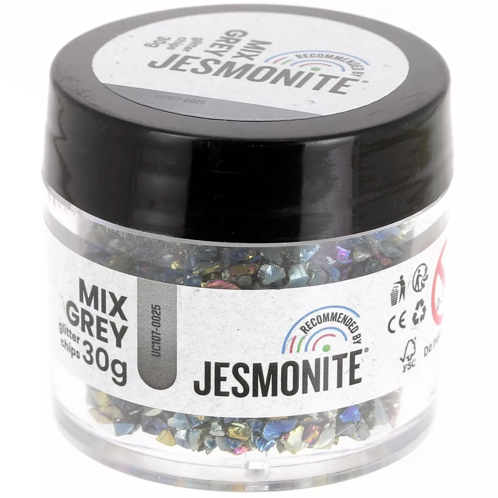 Chips pailletés en flacon Jesmonite Mix Grey x10g Perles & Co