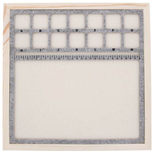 Tapis de perlage sur support en bois 33x33 cm avec 14 cases - Gris - Beige x1
