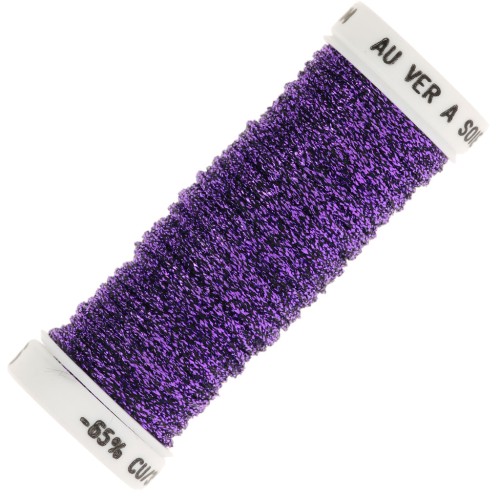 Fil à broder métallisé tressé 16 Au ver à soie pour broderie Violet foncé 026 x10m