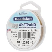 Fil Cablé 49 brins 0.46 mm - Beadalon - Acier inoxydable - Doré satiné x3.05m