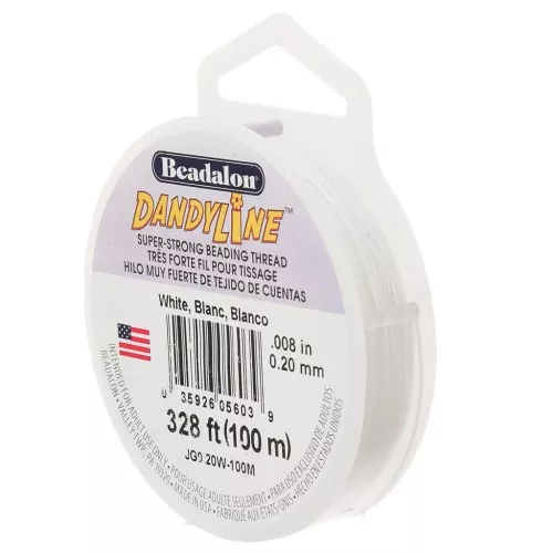 Fil nylon tressé Dandyline 0.20 mm - Blanc x100m