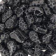 Perles en verre deux trous Paisley Duo 9x5.5 mm - Ionic Jet - White x10g|raw }}