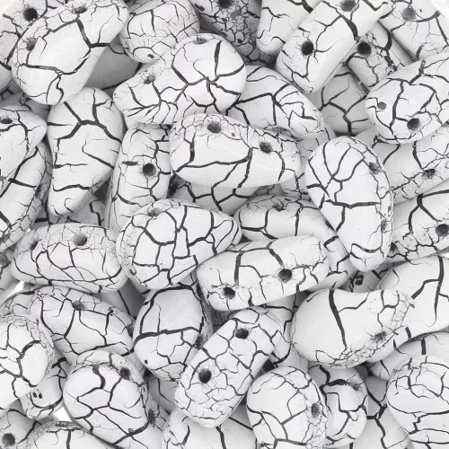 Perles en verre deux trous Paisley Duo 9x5.5 mm - Ionic White - Jet x10g