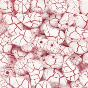 Perles en verre deux trous Paisley Duo 9x5.5 mm - Ionic White - Red x10g|raw }}