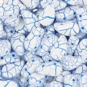 Perles en verre deux trous Paisley Duo 9x5.5 mm - Ionic White - Blue x10g