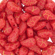 Perles en verre deux trous Paisley Duo 9x5.5 mm - Ionic Red - Yellow x10g|raw }}