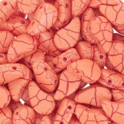 Perles en verre deux trous Paisley Duo 9x5.5 mm - Ionic Orange - Dark Red x10g|raw }}