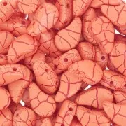 Perles en verre deux trous Paisley Duo 9x5.5 mm - Ionic Orange - Dark Red x10g