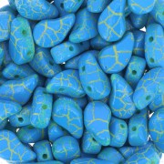 Perles en verre deux trous Paisley Duo 9x5.5 mm - Ionic Blue - Yellow x10g