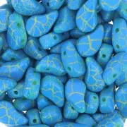 Perles en verre deux trous Paisley Duo 9x5.5 mm - Ionic Blue - Yellow x10g