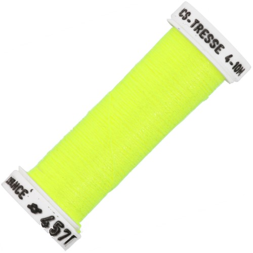 Fil à broder métallisé tressé 4 - Au ver à soie - broderie - Jaune fluo 457F x10m