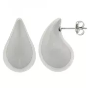 Boucles d'oreilles goutte bombée 24.5x15 mm en acrylique - Argenté x2