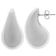 Boucles d'oreilles goutte bombée 31x17 mm en acrylique - Argenté x2|raw }}