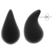 Boucles d'oreilles goutte bombée 31x17 mm en acrylique - Noir x2